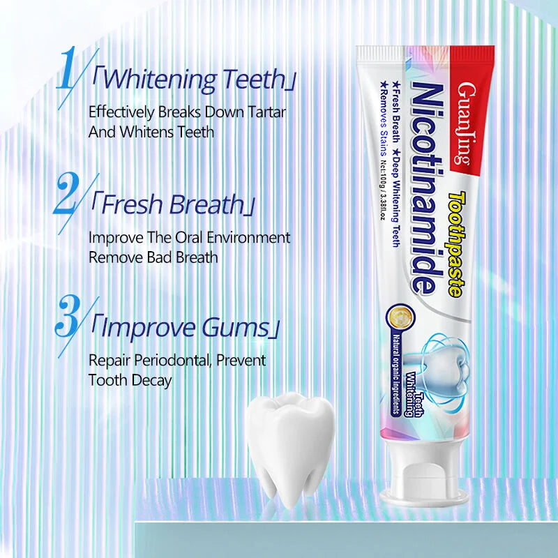 Nicotinamide Toothpaste for Deep Teeth Whitening  اگر 7 دن میں نتائج نہ ملیں تو مکمل رقم واپس