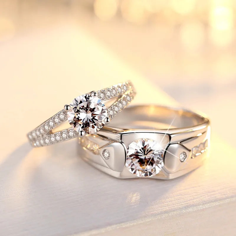 Adjustable Engagement Couple Rings Set