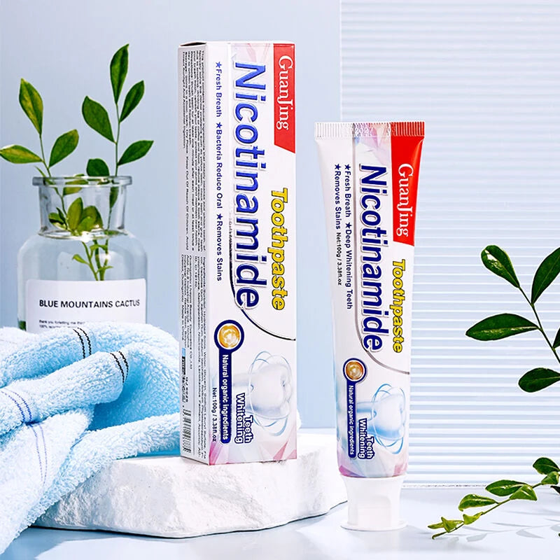 Nicotinamide Toothpaste for Deep Teeth Whitening  اگر 7 دن میں نتائج نہ ملیں تو مکمل رقم واپس