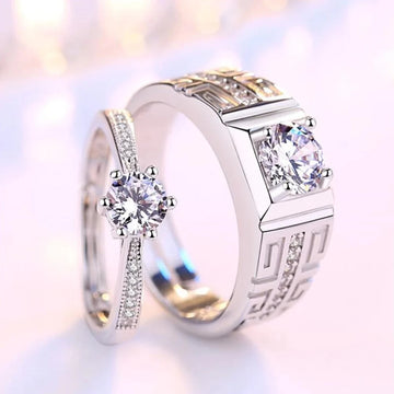 Adjustable Engagement Couple Rings Set